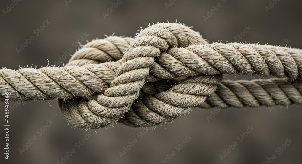Closeup beige rope knot Closeup beige rope knot