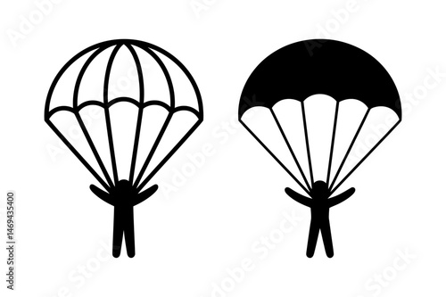 Parachuting skydiver silhouette vector illustration