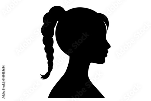 Silhouette woman with braid ponytail hairstyle vector
