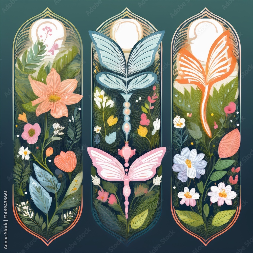 set of spring flowers