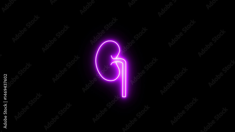 neon line isolated human kidney icon on black background. Adult male nephrologist icon examining kidney in hospital laboratory. neon line isolated human kidney icon on black background. Adult male nephrologist icon examining kidney in hospital laboratory.