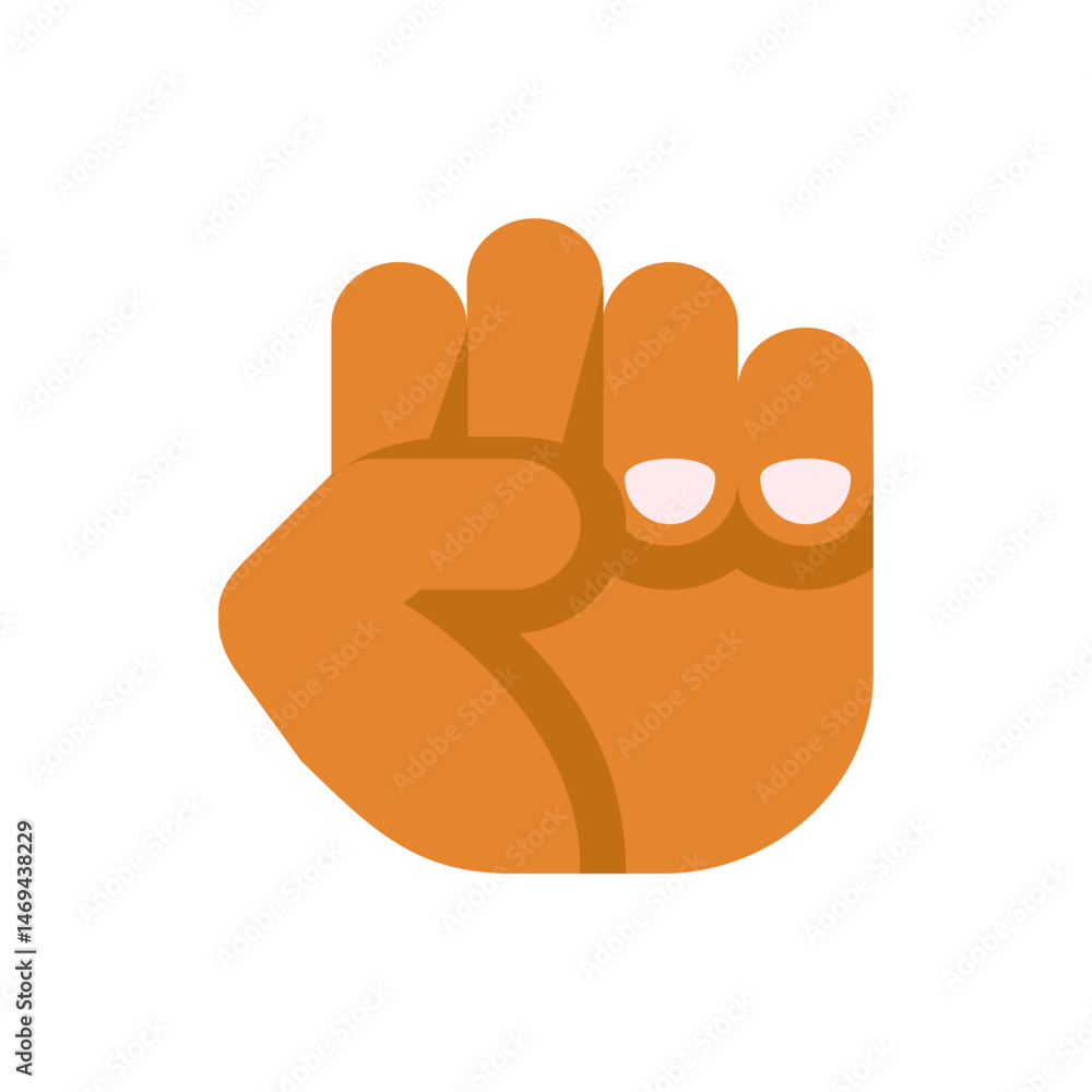 Obraz premium Illustration of a dark skin tone hand with fingers slightly curled and two fingernails visible on white
