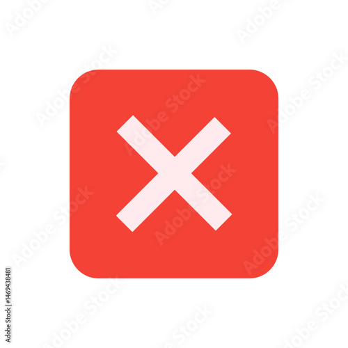 Illustration of a red rounded square containing a white x symbol indicating cancellation or removal sign