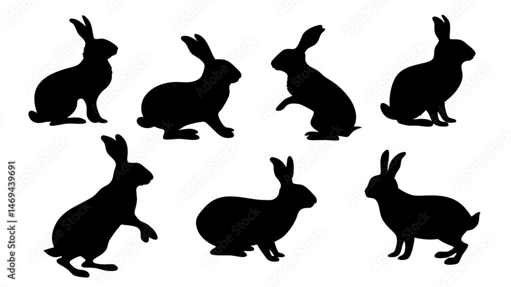 Obraz premium set of rabbits silhouette vector on tranparent background