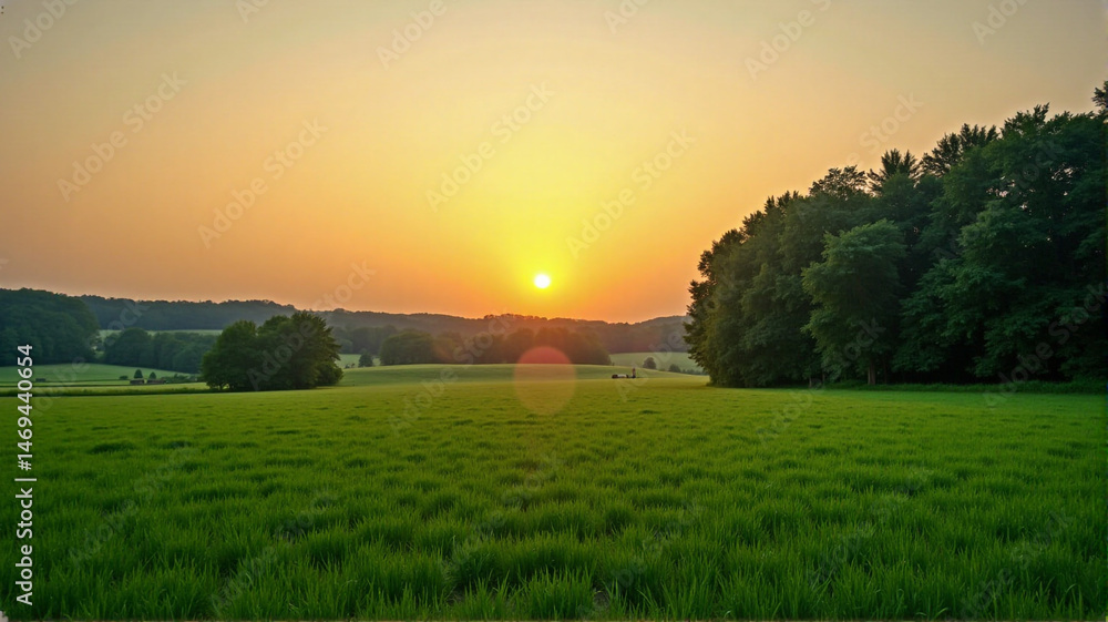 Obraz premium sunset over the field