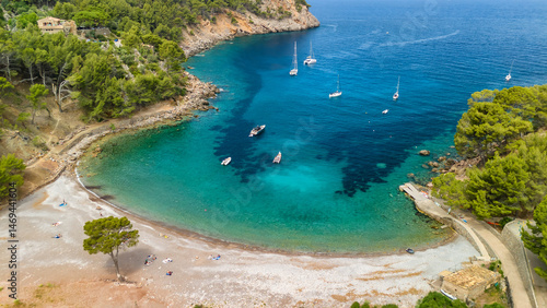 Obraz na płótnie Aerial view of Tuent beach in Mallorca, Balearic Islands, Spain w salonie