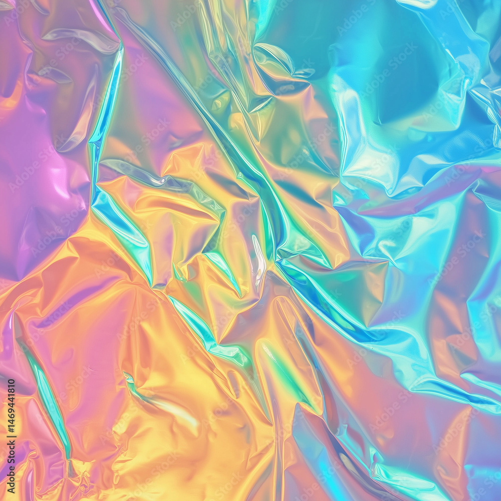 Fototapeta premium Holographic rainbow foil iridescent texture abstract hologram background 