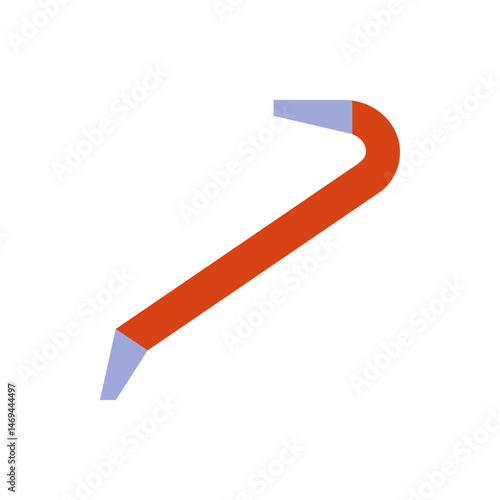 Illustration of a crowbar with an orange body and light blue ends on a white background view from above
