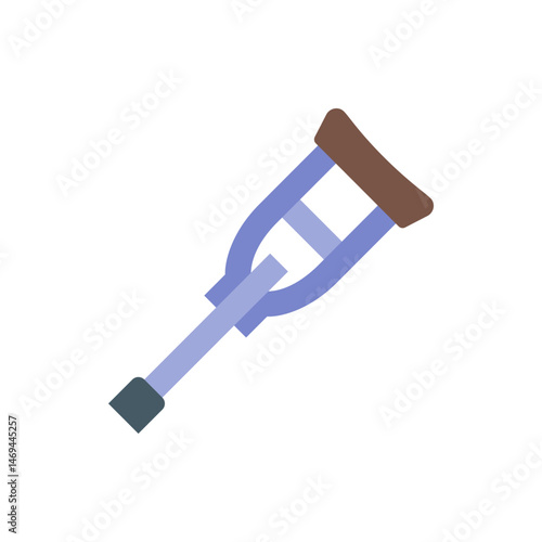 Illustration of a single forearm crutch with a brown handle and light blue frame on a white background