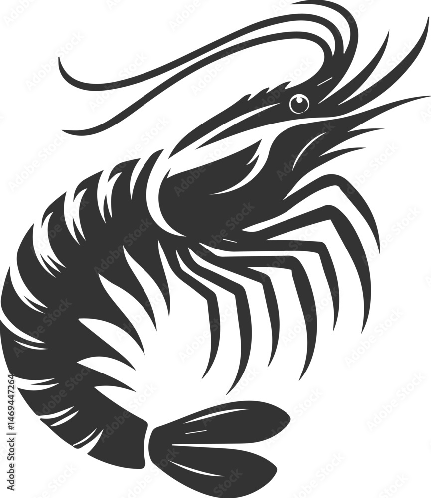 Naklejka premium Vector silhouette of a shrimp