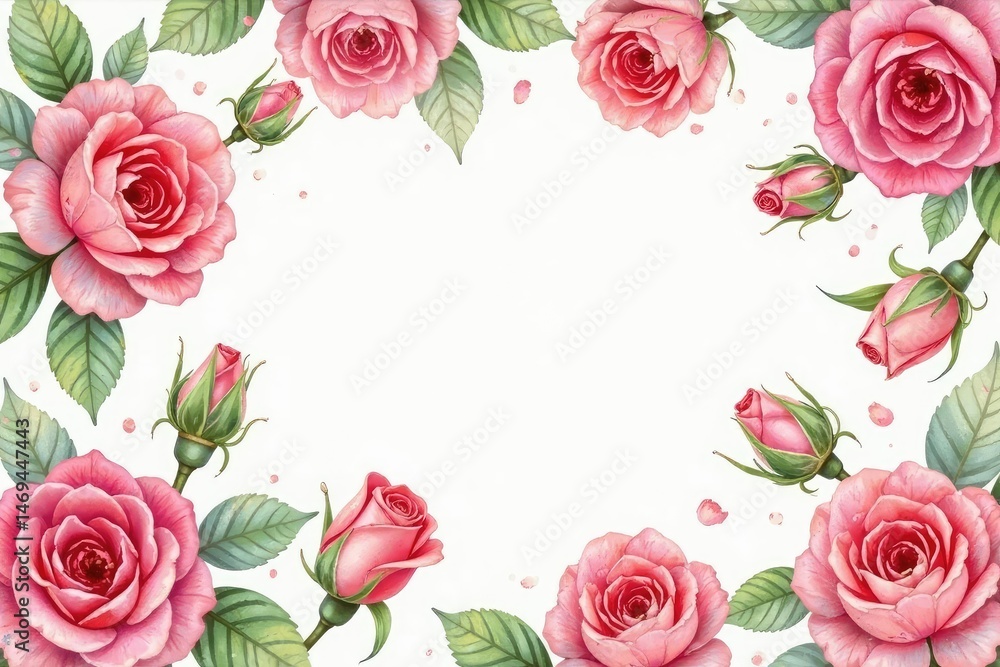 Delicate watercolor roses in a repeating pattern , nature, background Delicate watercolor roses in a repeating pattern , nature, background
