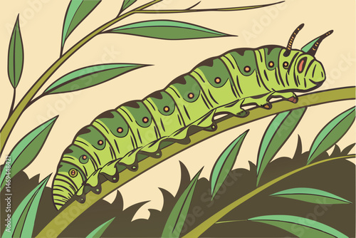 25 caterpillar, green, on leaf, detailed, macro, photorealistic, highly detailed, close-up, nature, wildlife, insect, beautiful, crisp, vibrant, sharp focus