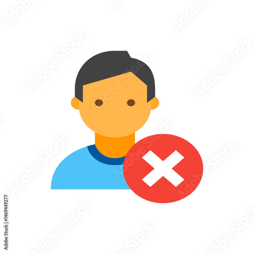 Illustration of a person icon with a red circle and white x symbol indicating removal or deletion action