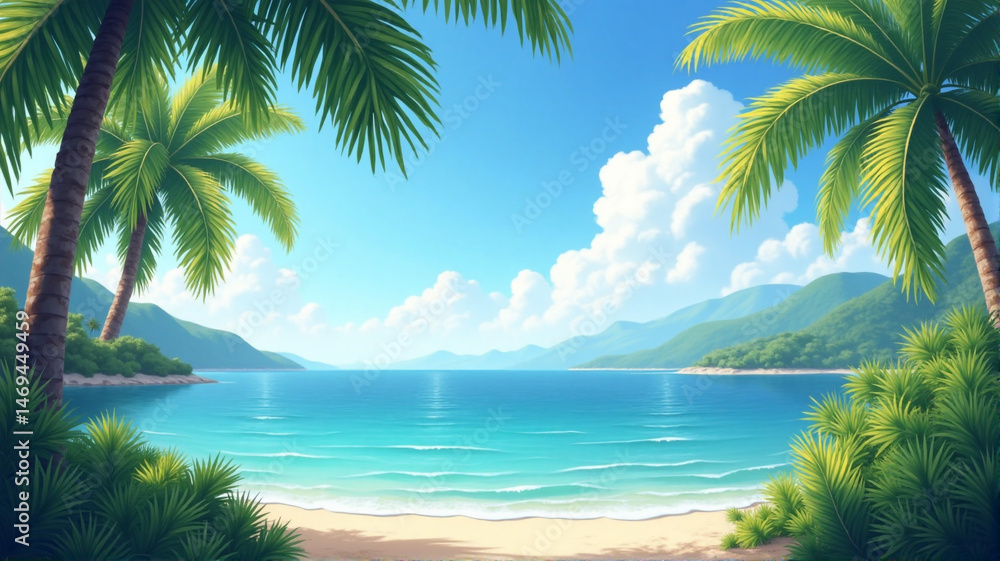 Fototapeta premium tropical beach with palm tree