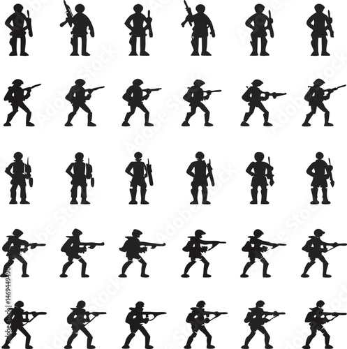Silhouette Collection of Toy Soldiers in Various Poses