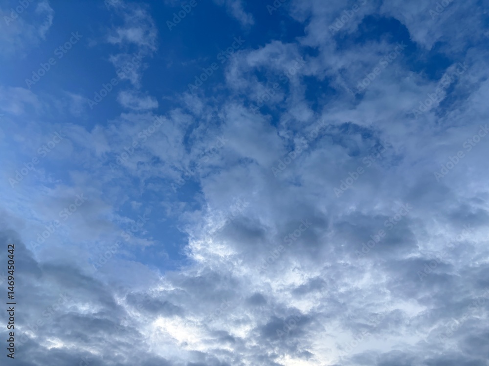 Fototapeta premium bright blue sky background with beautiful white clouds, clear sky in the afternoon