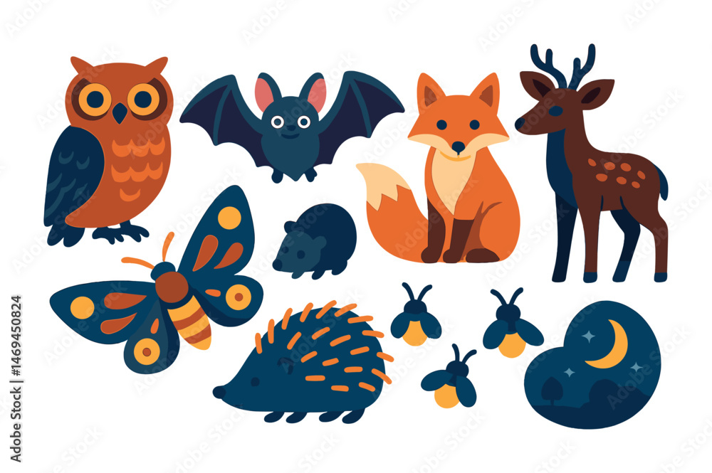 Obraz premium Wildlife and nature icons set – flat, filled, animal and forest symbols