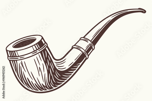 Adobe Illust26 wooden smoking pipe, classic design, polished finish, tobacco pipe, accessory, smoking equipment, handcrafted, artisanalrator Artwork