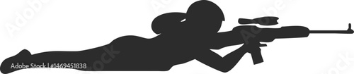 Female Soldier Silhouette Aiming Rifle Prone Position