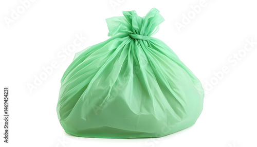 Obraz na płótnie Green plastic garbage bag isolated on white w salonie