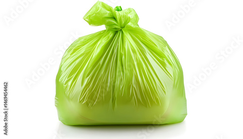 Obraz na płótnie Green plastic garbage bag isolated on white w salonie