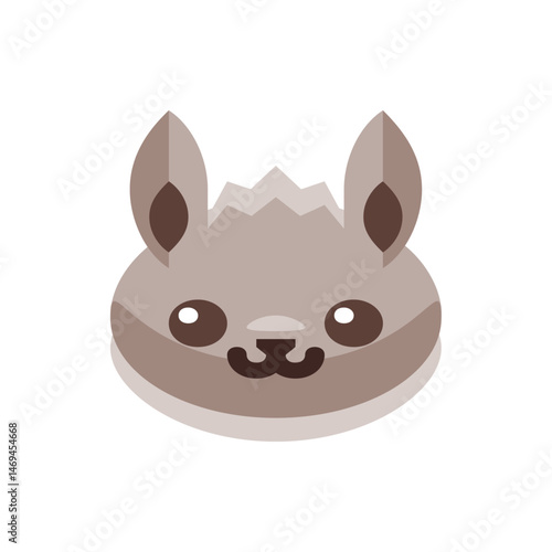 Illustration of a cute cartoon llama head with a soft color palette and simple geometric shapes design style