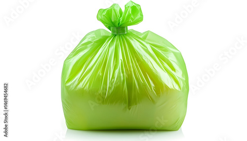 Obraz na płótnie Green plastic garbage bag isolated on white w salonie