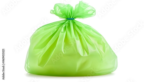 Obraz na płótnie Green plastic garbage bag isolated on white w salonie