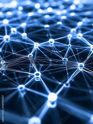 A complex network of interconnected glowing nodes and lines