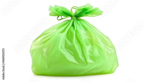 Obraz na płótnie Green plastic garbage bag isolated on white w salonie