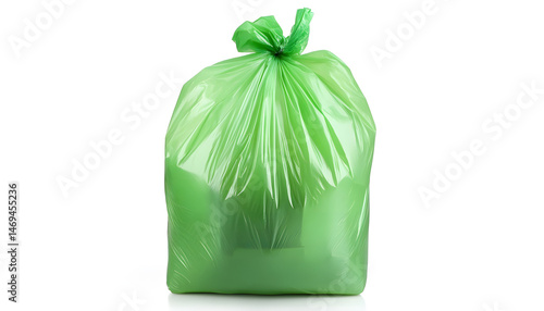 Obraz na płótnie Green plastic garbage bag isolated on white w salonie