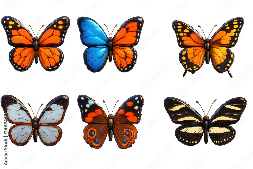 3d butterfly icons set – vibrant, colorful, monarch, blue, patterned, ornamental, realistic, detailed. 3D icon set 3d butterfly icons set – vibrant, colorful, monarch, blue, patterned, ornamental, realistic, detailed. 3D icon set