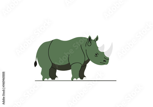A stylized illustration of an endangered rhinoceros icon. Simple, graphic design, flat style. Suitable for educational or conservation materials.