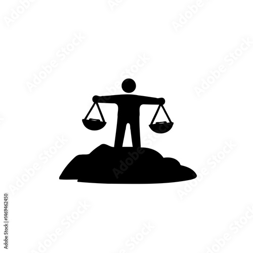 Figure balancing weights, symbolizing equilibrium, equality and consideration