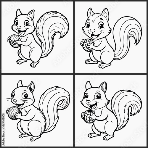 Cute Squirrel Coloring Pages for Kids – Fun Forest Animal Children's Book Art