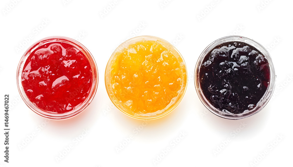 Tasty sweet jam isolated on white, top view
