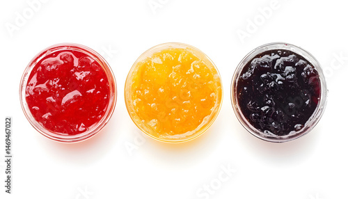 Obraz na płótnie Tasty sweet jam isolated on white, top view w salonie