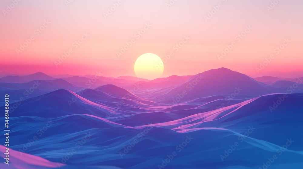 Futuristic Terrain Background Generated with Low-Poly Shapes in Blue and Purple Futuristic Terrain Background Generated with Low-Poly Shapes in Blue and Purple