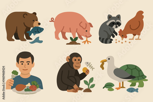 Animal behaviors icons set – silhouette, wildlife, nature activity symbols
