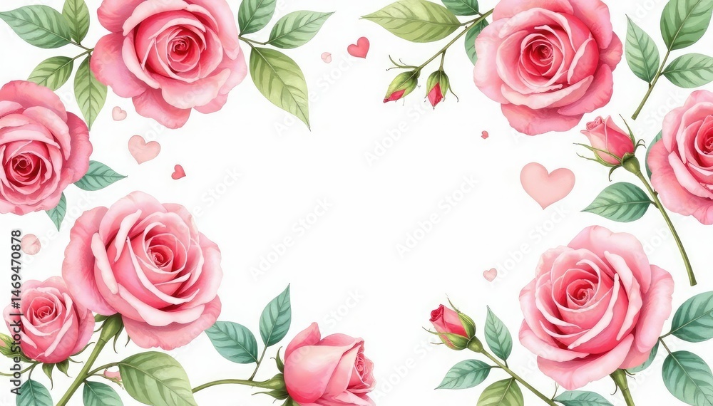 Fototapeta premium Delicate watercolor roses repeat in a soft, romantic pattern , floral design, design