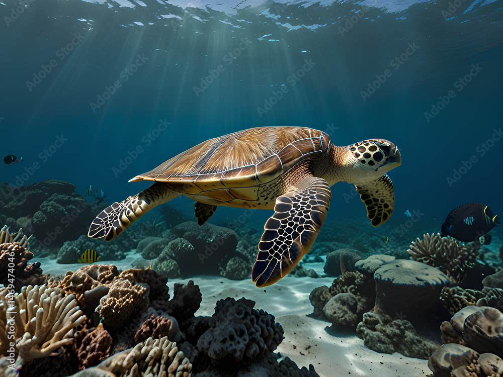 Obraz premium sea turtle swimming