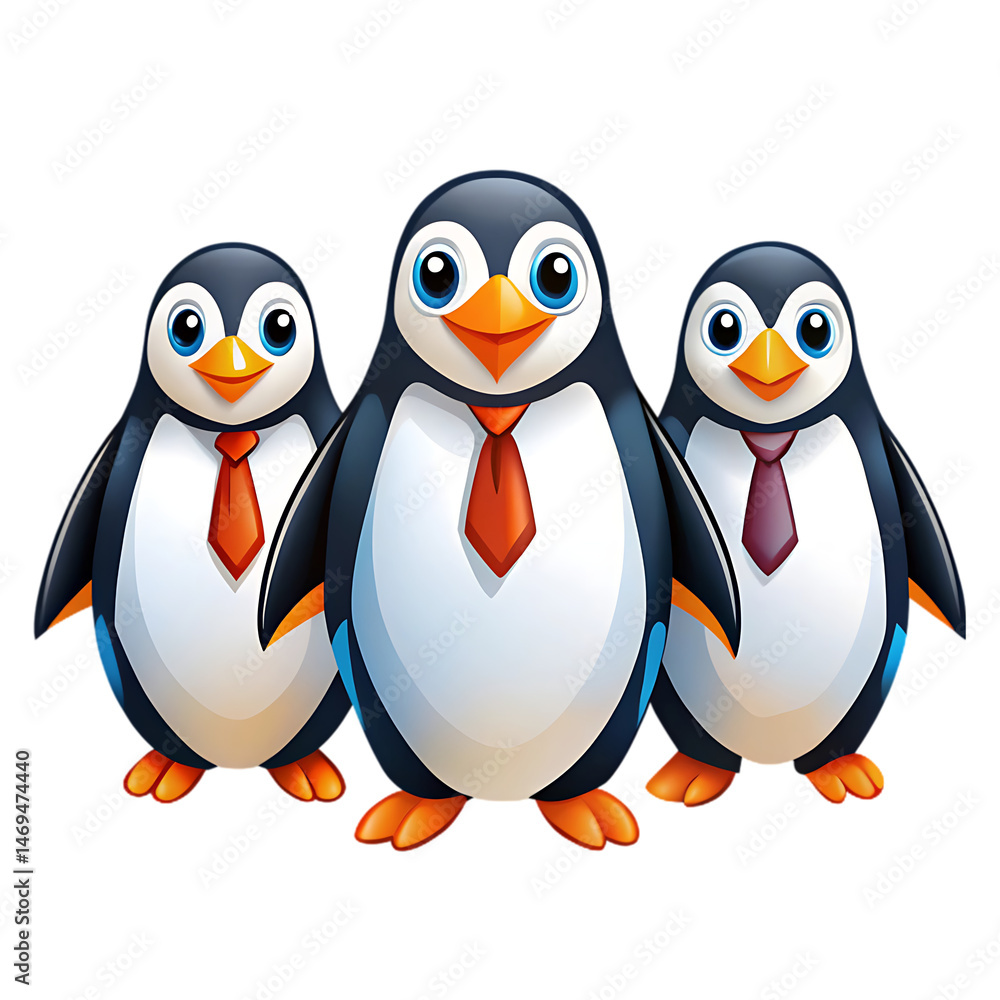 Fototapeta premium Three Adorable Penguins in Ties