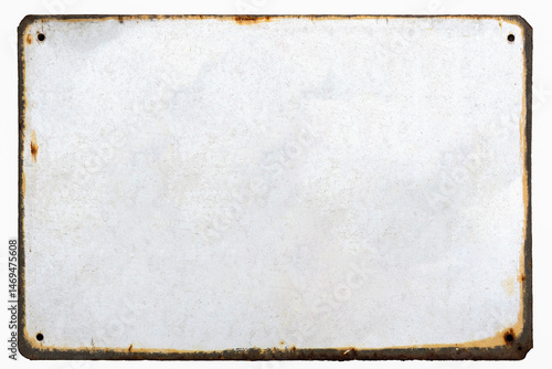 old metal frame with blank isolated on white background. This has clipping path.