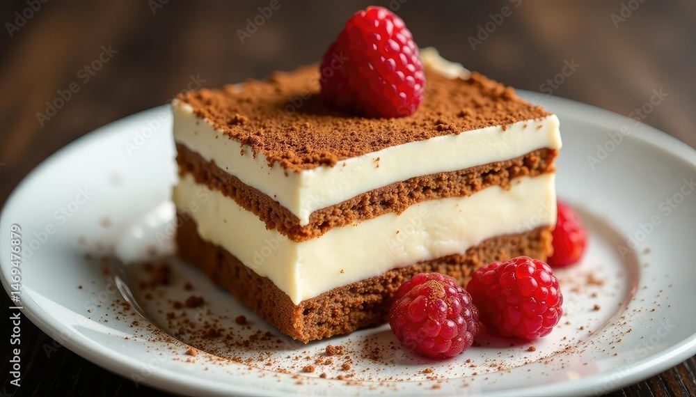 Individual portion tiramisu; cocoa dusted, creamy texture visible , delicious, overhead, food photography Individual portion tiramisu; cocoa dusted, creamy texture visible , delicious, overhead, food photography