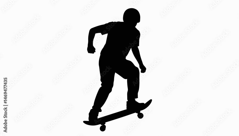 Fototapeta premium Skateboarder performing trick in silhouette, urban adventure