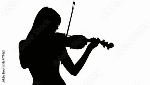 Silhouette of a skilled female violinist playing, artistic expression