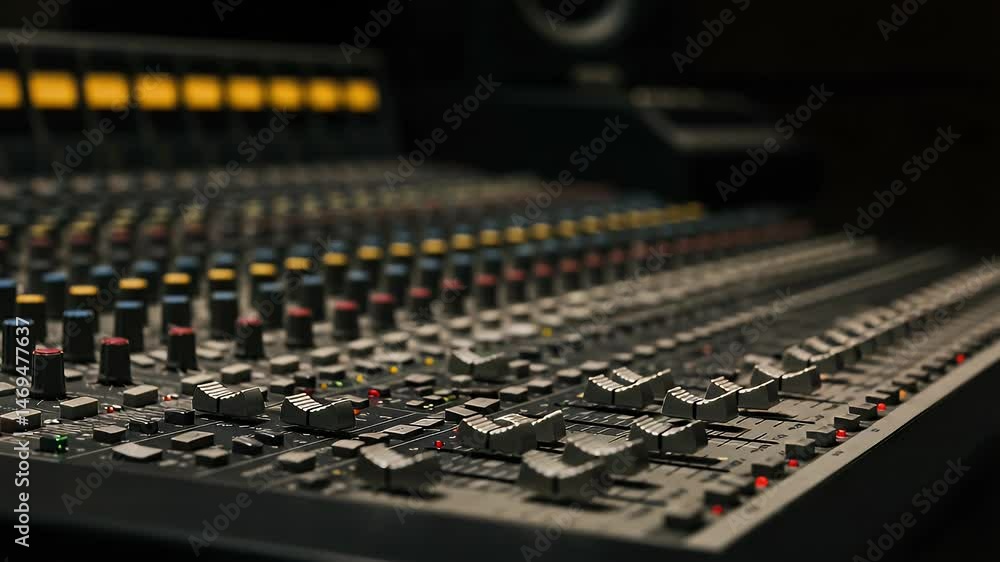 Sound Engineering: A Hand Adjusting Audio Mixer Controls Sound Engineering: A Hand Adjusting Audio Mixer Controls