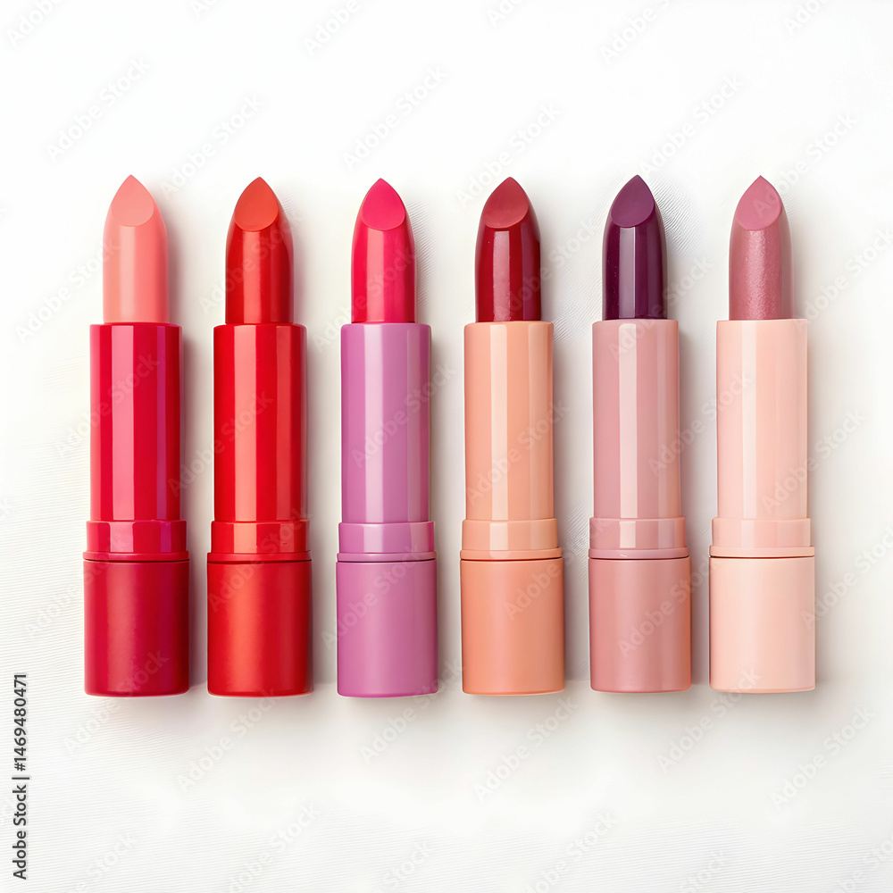 Obraz premium different lip balm shades flat lay