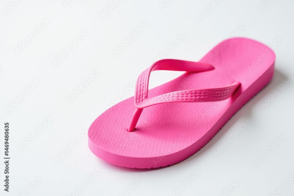 Close-up view of a single pink flip-flop against white , apparel, summer, flip-flop Close-up view of a single pink flip-flop against white , apparel, summer, flip-flop