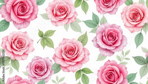 Delicate watercolor roses, soft pastel hues, seamless repeat , pattern, blue